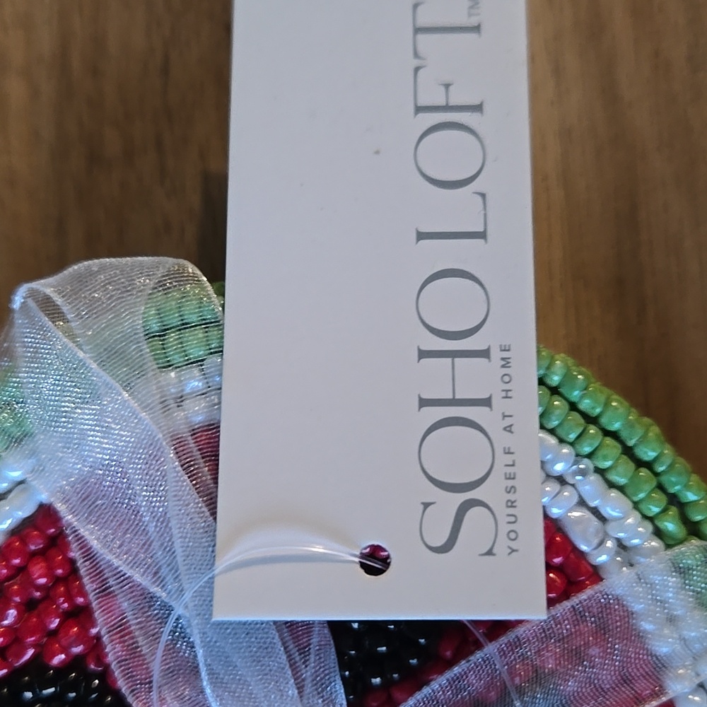 Beaded Watermelon Coasters - Set of 4 - Picture 3 of 5